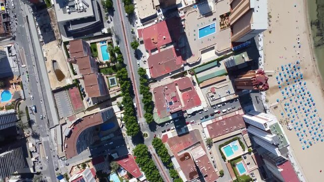 Benidorm Spain Beach Town Aerial view 