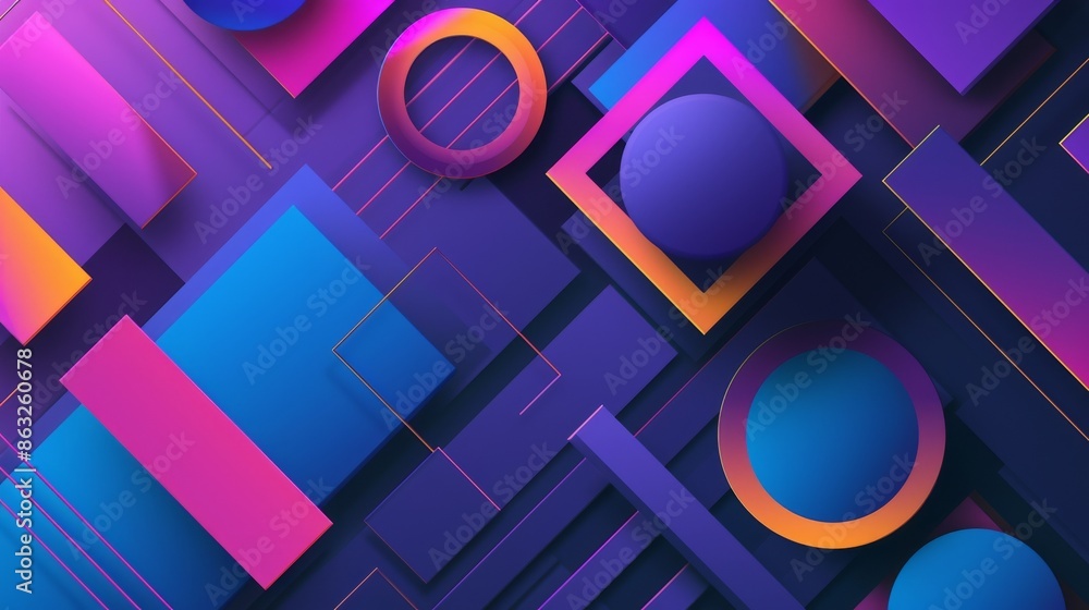 Poster abstract geometric background with vibrant colors and dynamic shapes.
