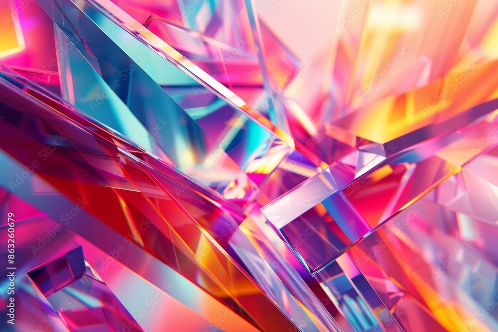Poster abstract geometric background with vibrant colors and dynamic shapes.