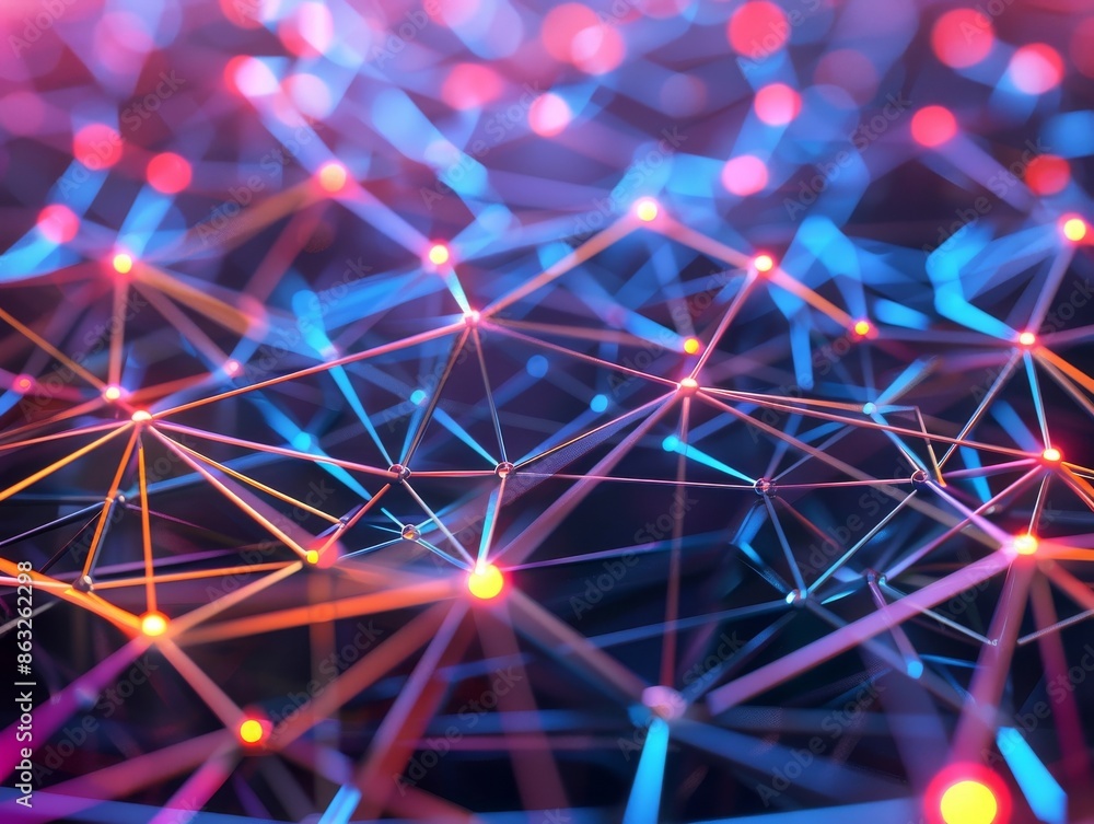 Aufkleber abstract network of glowing lines and dots, representing connectivity and technology.