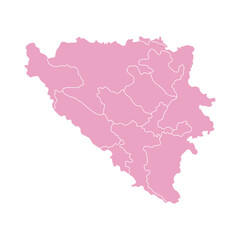 Silhouette and colored (pink) Bosnia and Herzegovina map