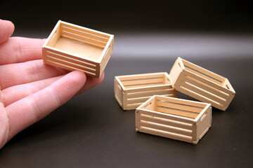 Miniature Wood Crates for Tiny Model Display or Village