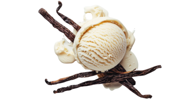 Vanilla scoop of ice-cream on transparent background