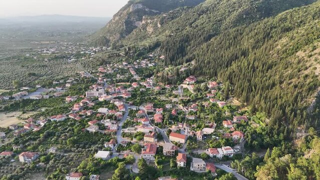 Ruins of old town in Mystras, Greece - archaeology background