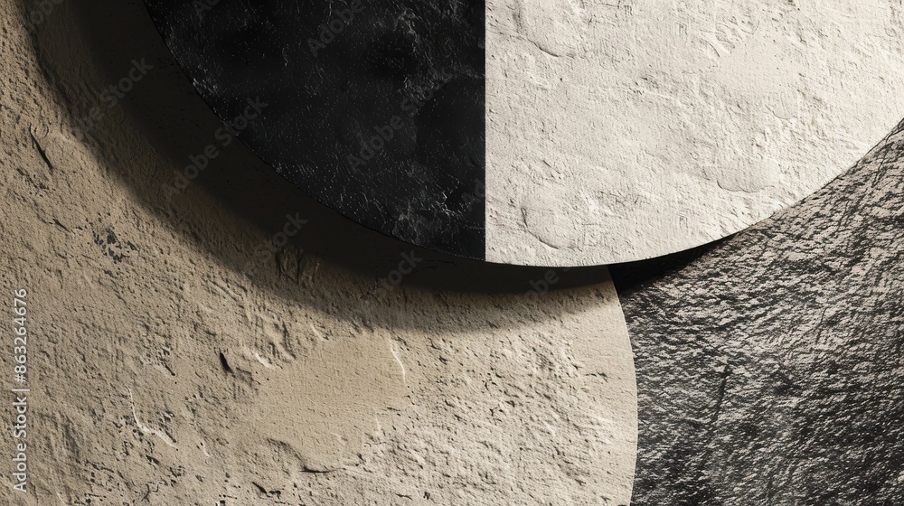 Aufkleber abstract texture of overlapping circles in black, white, and grey. minimalist geometric design with 
