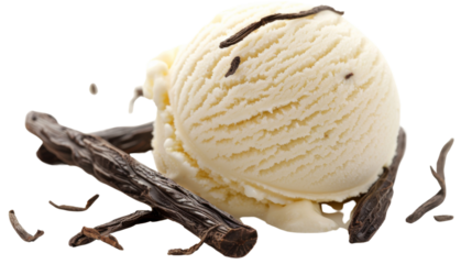 Vanilla scoop of ice-cream on transparent background