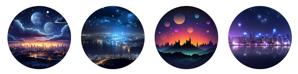 Fototapeta premium Light Pollution clipart collection, symbol, logos, icons isolated on transparent background