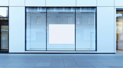 Blank storefront window on a modern building. Perfect for showcasing your business.