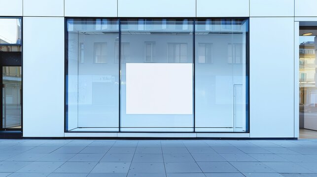 Blank storefront window on a modern building. Perfect for showcasing your business.