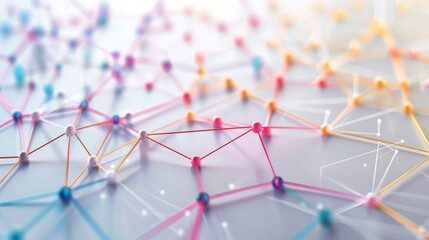 Colorful String Network Representing Data Connections. Generative AI