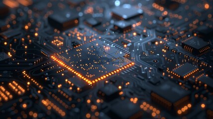 Glowing Circuit Board With Illuminated Edges. Generative AI