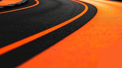 Close-up of a curved orange surface with two black lines. The surface has a textured, grainy appearance.