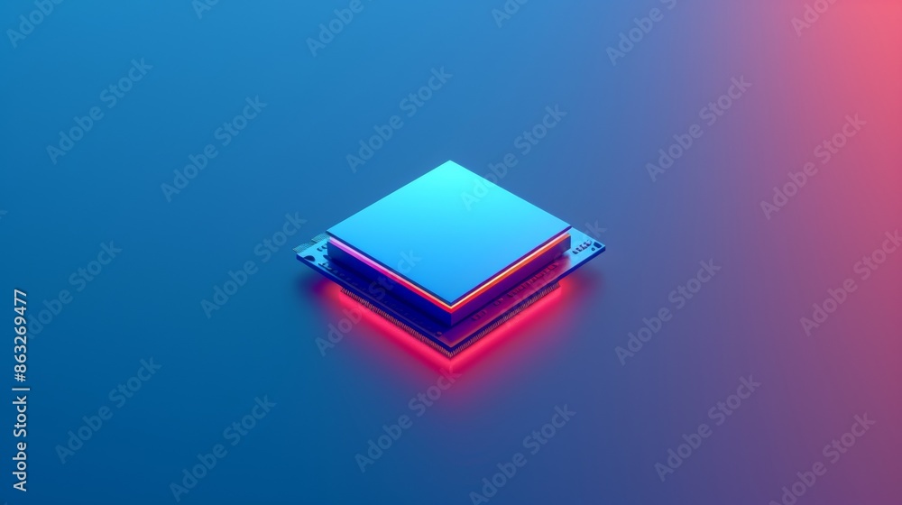 Poster isolated minimalist ai chip with gigapixel high fidelity illumination. generative ai