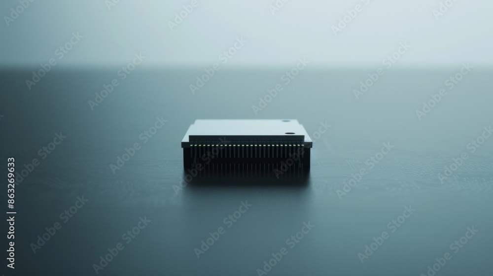 Aufkleber a single minimalist ai chip on a reflective surface. generative ai