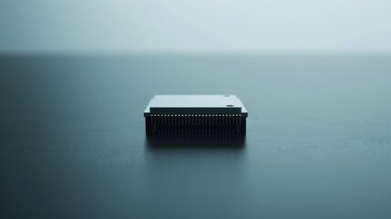 A Single Minimalist AI Chip on a Reflective Surface. Generative AI