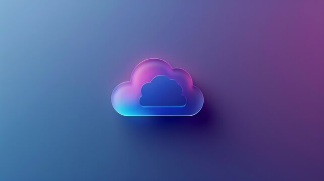 Single Minimalist Cloud Storage Icon on a Gradient Background. Generative AI