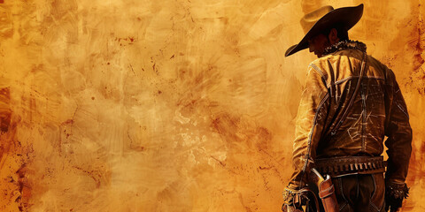cowboy in hat on old background