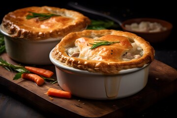 Chicken pot pie fresh from oven.