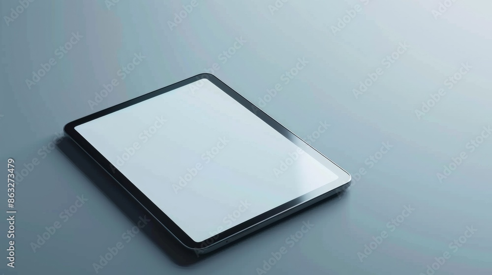 Poster minimalist tablet displaying a blank white screen. generative ai