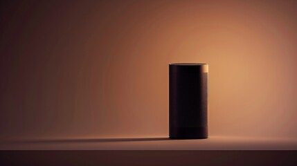 Minimalist Black Speaker on a Tabletop in a Soft-Lit Room. Generative AI