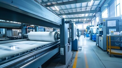 Fototapeta premium Industrial factory with large machinery and equipment in operation.