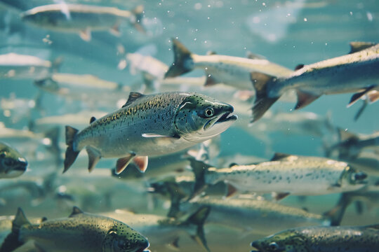 silver salmon fish swimming in water