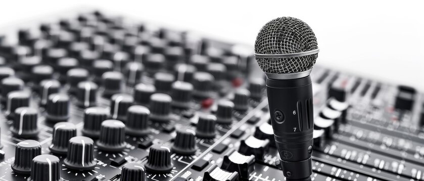 Microphone and audio mixing board.