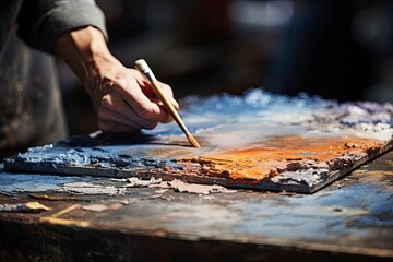 Obraz premium Ensure there's a balance between dark, gritty textures and lighter, foggy elements to maintain interest and complexity.