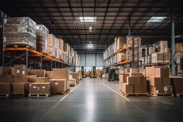 Interior of a large empty warehouse