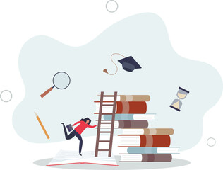 .Professional career boost and ambitions from horizon expanding studies.flat illustration.