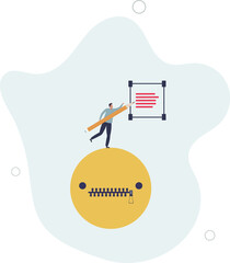 Critical thinking and think before talk information.Ability to analyze content or text objectivity.flat illustration.