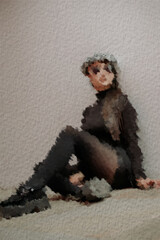 woman model in watercolor technique