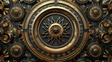 Obraz premium A gold and black design with a large circle in the center