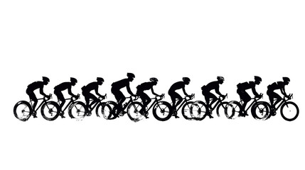Obraz premium Athlete cyclists in silhouettes on transparent background