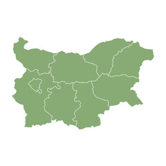 Silhouette and colored (green) bulgaria map