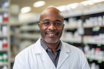 Fototapeta premium Portrait of a middle aged male pharmacy worker
