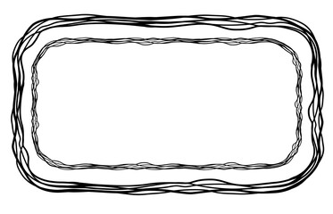Sloppy hand drawn picture frame isolated on transparent background. Thin outline. Black lines. Round edges.