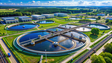 water treatment station, water softening and deferrization, industry, plant, filtration, desalination, wastewater, sewerage, device, architecture, view from above, ecology, treatment facilities, pipes