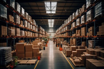 Obraz premium Interior of a large empty warehouse