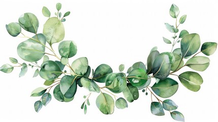 card print painted illustration b leaves chaplet wreath eucalyptus watercolor branch Floral Watercolor design white eucalyptus or background isolated Hand branch fabric.