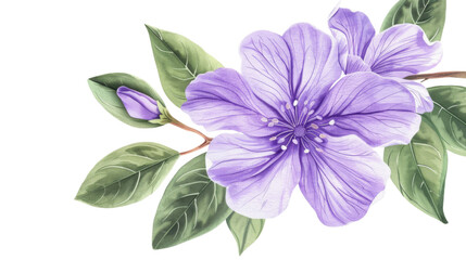 Purple Flower With Green Leaves on transparent  background