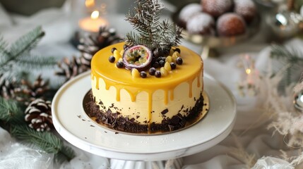Cake for New Year s Eve with Passion Fruit and Milk Chocolate