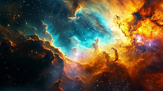 Interstellar Glow: Radiant Nebula in Slow Motion - made with Generative AI