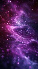 Obraz premium A vibrant digital artwork featuring purple particles, waves, and light set against an abstract background, creating a mesmerizing and dynamic visual effect.