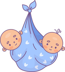 Newborn twins boy in bundle