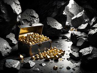 gold and treasure in the cave