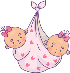 Newborn twins girl in bundle