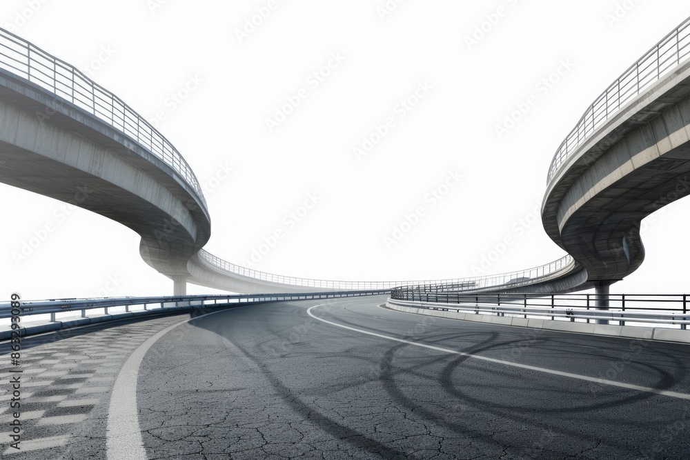 Poster a view of a highway with a bridge in the background, suitable for use as a reference image or for de