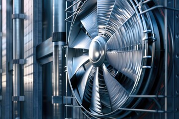 A close-up shot of a fan in action, located within a building