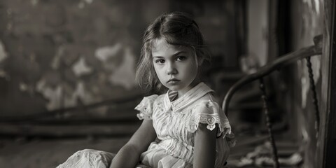 A young girl sits on a bed in a cozy room, possibly getting ready for bedtime